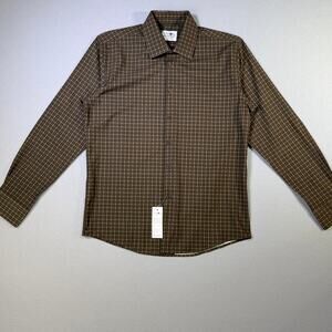 Tayion Collection Men's Slim-Fit Dress Shirt brwon/gold 15-15.5 32-33 $60
